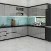 Tủ Bếp Chữ L Màu Xám Trắng
