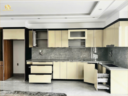 Tủ Bếp Cánh Kính Inox