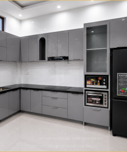 Thiết kế thi công tủ bếp inox cánh kính