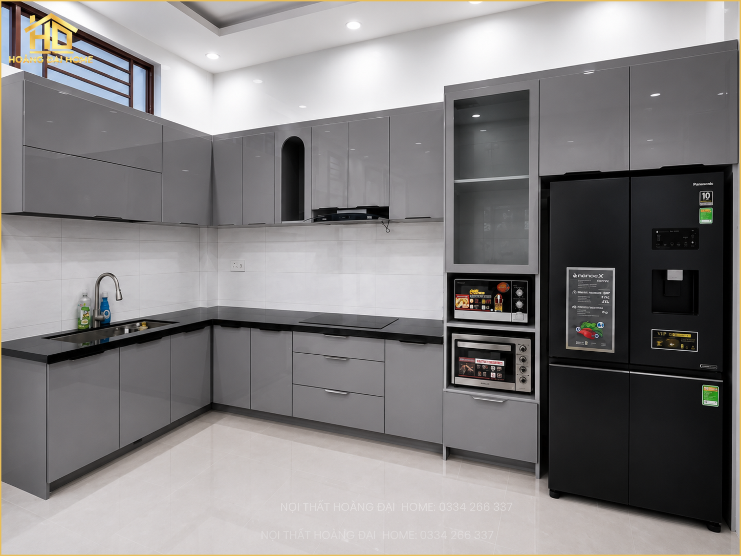 21 Thiết kế thi công tủ bếp inox cánh kính