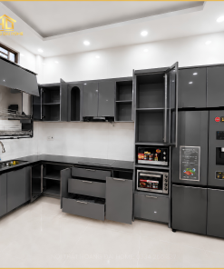 Thiết kế thi công tủ bếp inox cánh kính