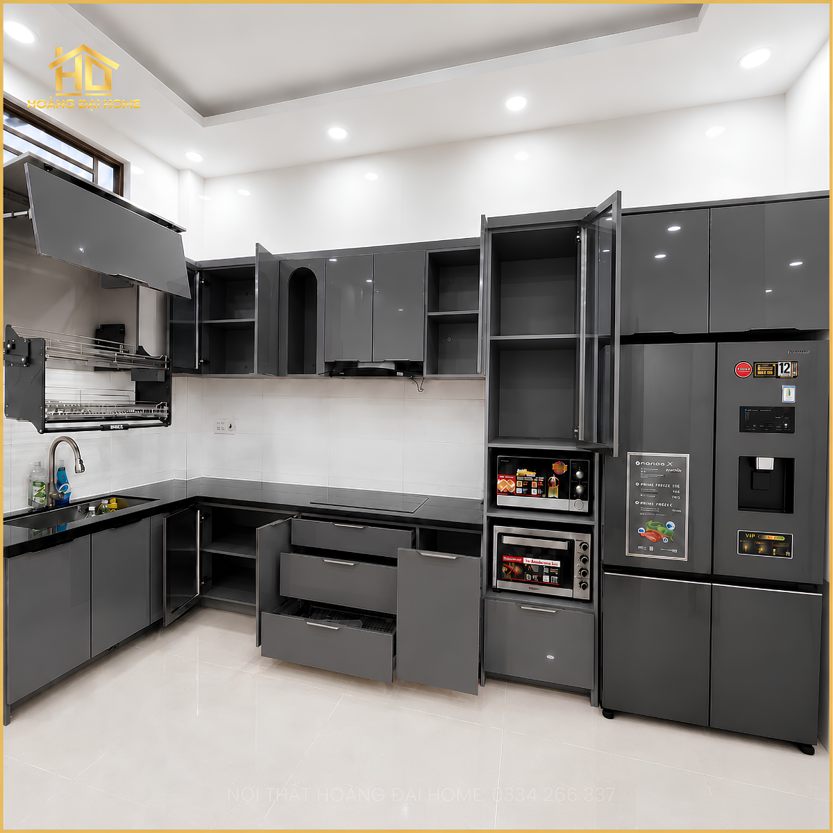 85 Thiết kế thi công tủ bếp inox cánh kính