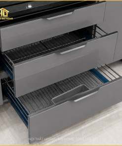Thiết kế thi công tủ bếp inox cánh kính